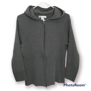 Jones New York Women’s Sweater - Full Zip Cardigan with Hood - Size 1X - Gray